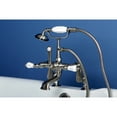 thumbnail image 2 of Kingston Brass CC653T8 Vintage 7" Adjustable Center Deck-Mount Clawfoot Tub Faucet with Hand Shower, Brushed Nickel, 2 of 7