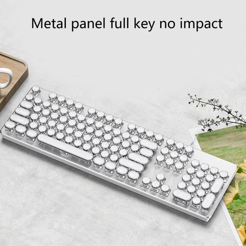White Backlit Mechanical Gaming Keyboard with Tactile Switches 104Keys