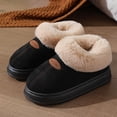 thumbnail image 3 of Winter Slipper Boots for Women Memory Foam Comfy Soft Sole Suede Plush Platform House Shoes Slip on Indoor Home Casual Walking Shoes Black Size 9.5, 3 of 6