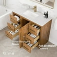 thumbnail image 3 of Eviva Curio 42"W x 18"D Walnut Bathroom Vanity with White Carrara Quartz Countertop and Undermount Porcelain Sink, 3 of 11