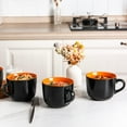 thumbnail image 3 of AmorArc Ceramic Soup Mugs with Lid, 24 oz Soup Cups with Hanlde for Coffee,Cereal,Salad,Noodles,Tea,Soup Bowls Cups,Microwave &Dishwasher Safe, Set of 4, Orange with Vented lid, 3 of 7