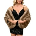 thumbnail image 3 of qolati Faux Furs Shawl Wraps for Women Winter Warm Scarf for Wedding Cape Vintage Cover Up for Bride and Bridesmaids Evening Dresses, 3 of 5
