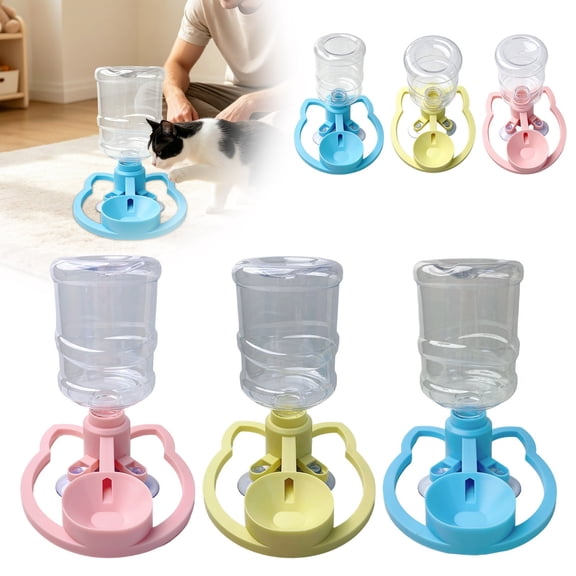 Forestwhale Automatic Pet Water Dispenser Non- 22oz/650ml Gravity Waterer Quiet Drinking Fountain for Cats and Small Dogs (11.8") Pink