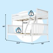 Max & Lily Bunk Bed Twin over Full Size, Solid Wood Bunk Beds with Ladder for Kids
