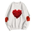thumbnail image 2 of Felirenzacia Big and Tall Women’s Valentine Pullover Sweet Heart Design Cozy Casual Everyday Top, White,S, 2 of 5