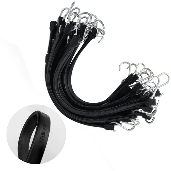 XSTRAP 20 Pack 15'' Adjustable Rubber Tarp Straps, Bungee Cords with Hooks