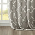 thumbnail image 2 of Fretwork Print Blackout Window Curtain, Grommet Top Window Curtain Panel for Living Room Bedroom, Scroll Geometric Fretwork Print Design Window Curtain Panel in Grommet Top, Grey+White, 2 of 9