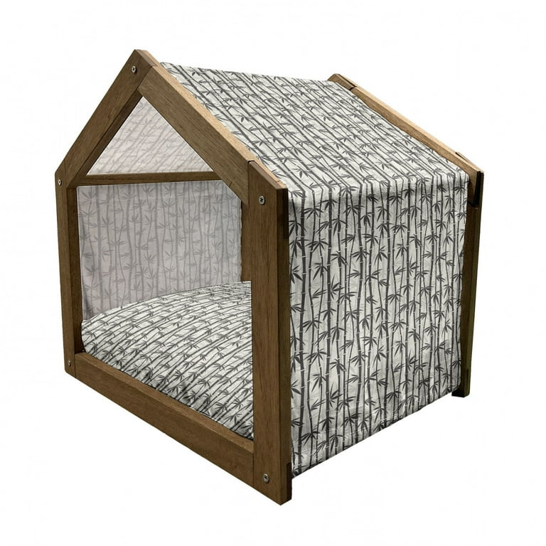 Bamboo Print Pet House, Japanese Nature Spa Theme Dark Abstract