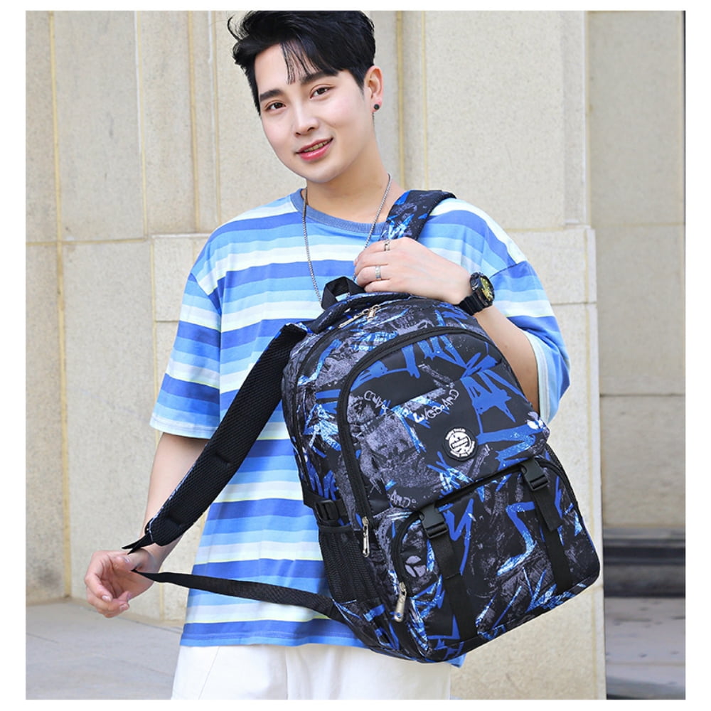 Tyethy School Backpack for Boys Kids Printed Large Capacity Laptop Bookbag Casual Daypack for School Travle Daily Use, Blue