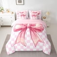 thumbnail image 2 of Homewish Girly Pink Bow-tie Bedding Comforter Set 7pcs for Teens, Dreamy Fairy Tale King Bedding Sets, Princess Ribbon Style Reversible Bed Sheets, Lightweight Room Decor, 2 of 7