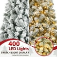thumbnail image 6 of IZNEN 7.5ft Pre-Lit Snowflake Flocked Christmas Tree,8 Modes LED Lights,Artificial Xmas Tree with Storage Bag, 6 of 14