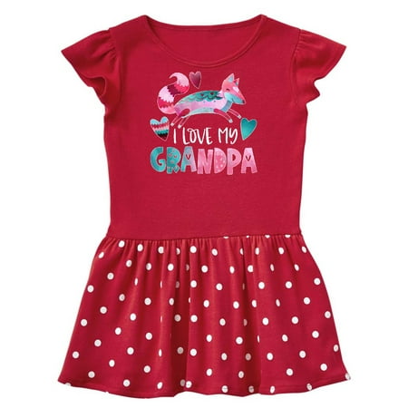 

Inktastic I Love My Grandpa Pink and Blue Fox with Hearts Gift Toddler Girl Dress