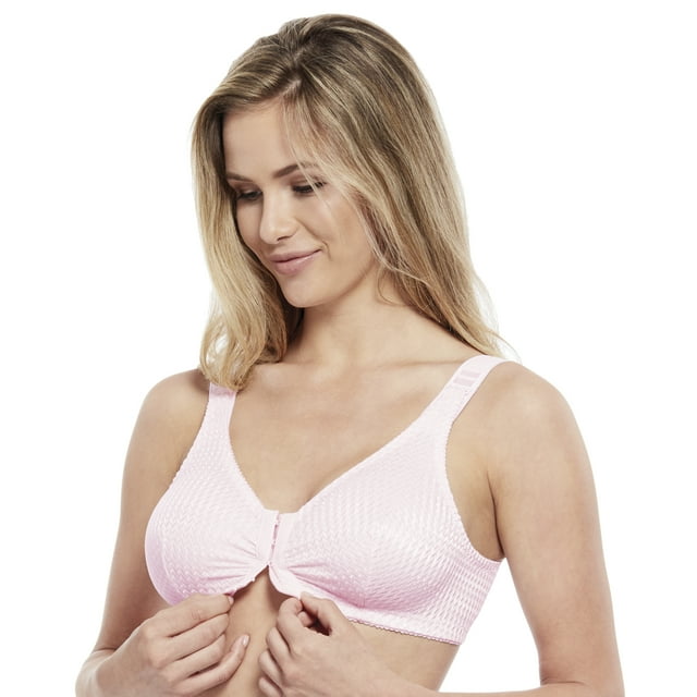 Carole Martin Full Freedom Front Closure with Adjustable Straps Comfort Bra - Wire Free - Stretch Cups - One Size Fits All B, C, D and DD Style 7222 Pink 48