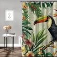 thumbnail image 2 of Orinice  Tropical Birds Leaves Shower Curtain for Bathroom Toucan Green Jungle Palm Leaf Decorative Bath Curtain Polyester Fabric Waterproof Bathroom Curtain with 12 Hooks 60x72, 2 of 7