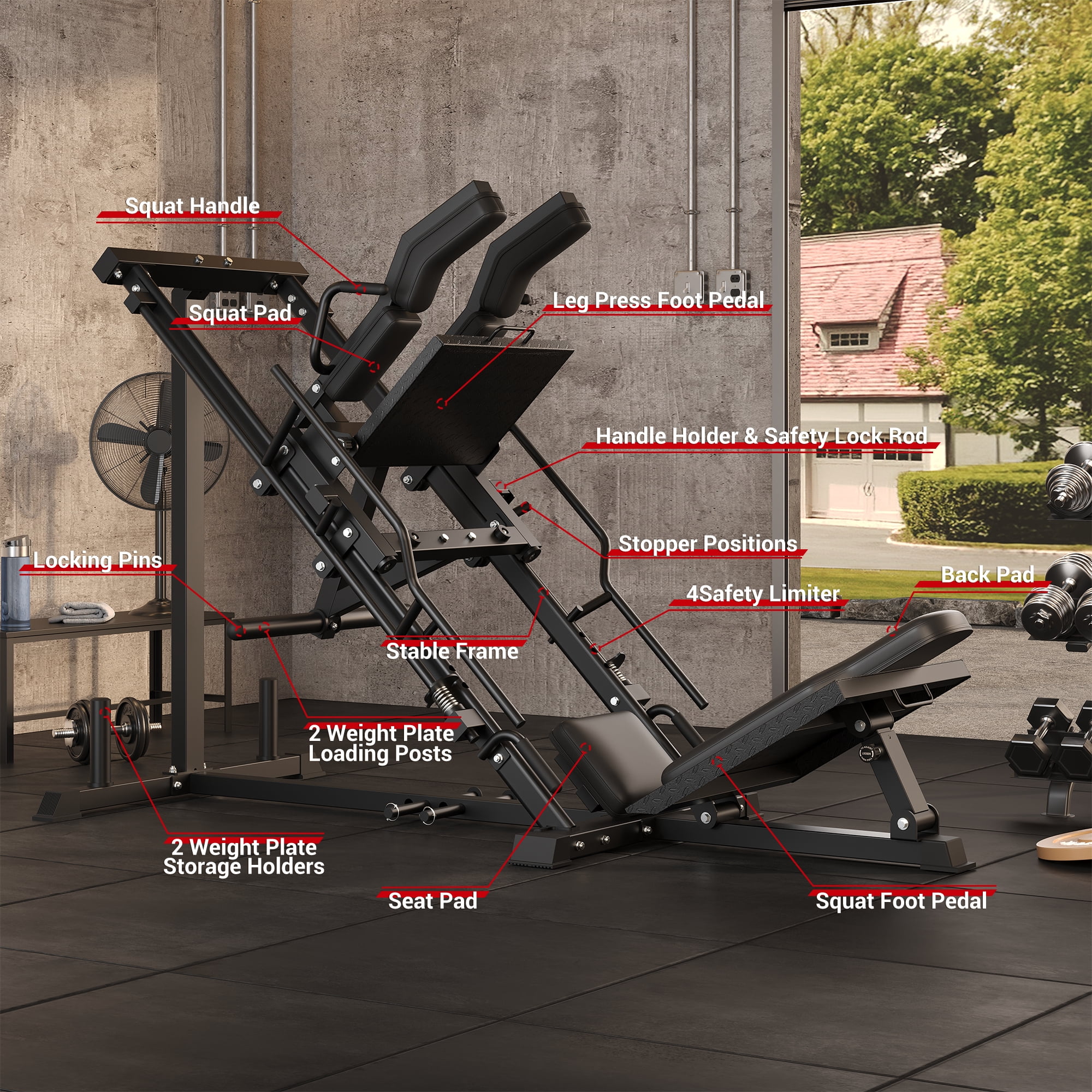GARVEE 1200lb Leg Press Hack Squat Machine,3-in-1 Multifunctional Leg Machine with Linear Bearing Hack Squat & Leg Press Combo,Fits 1" & 2" Plates,Strength Training Lower Body