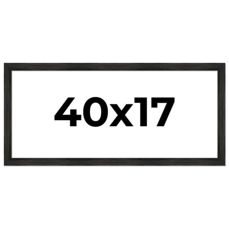 40x17 Frame Black Rustic Barnwood Solid Wood Picture Frame | 1.5 Inch Moulding Width | Includes UV