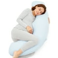 thumbnail image 1 of Momcozy Pregnancy Pillows for Side Sleeping, J Shaped Maternity Pillow for Pregnant Women Brown Light Blue, 1 of 7
