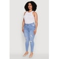 thumbnail image 3 of Womens Plus WAX High Waisted Distressed Skinny Jeans, 3 of 5
