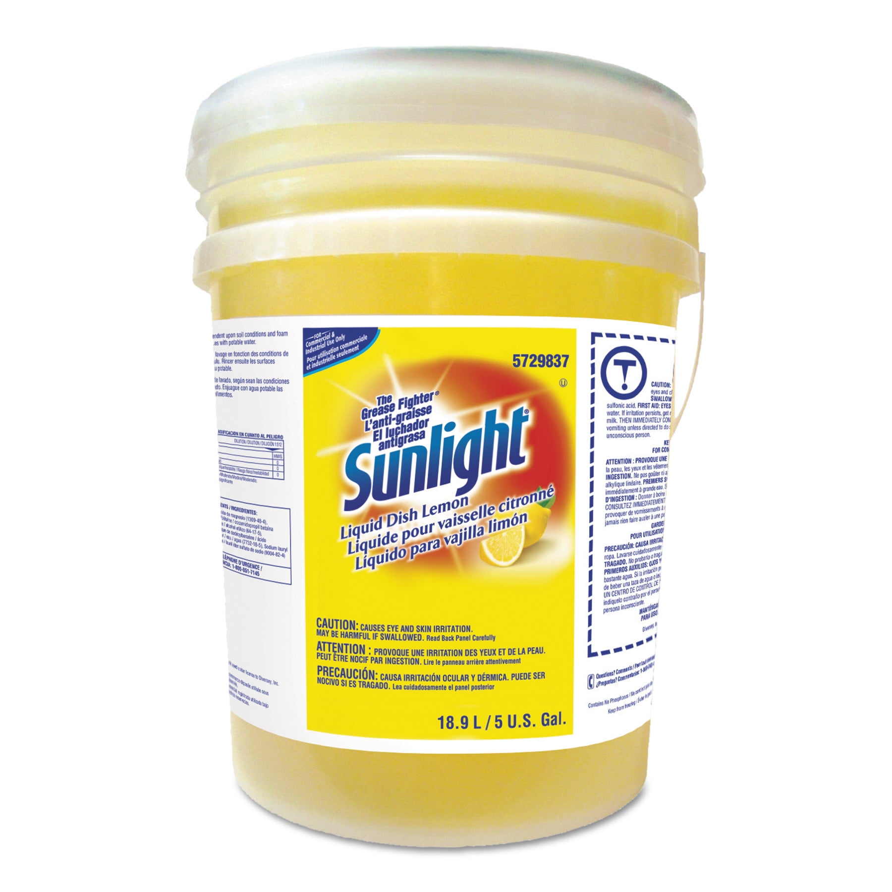 Sunlight Liquid Dish Detergent, Lemon Scent, 5 gal Pail