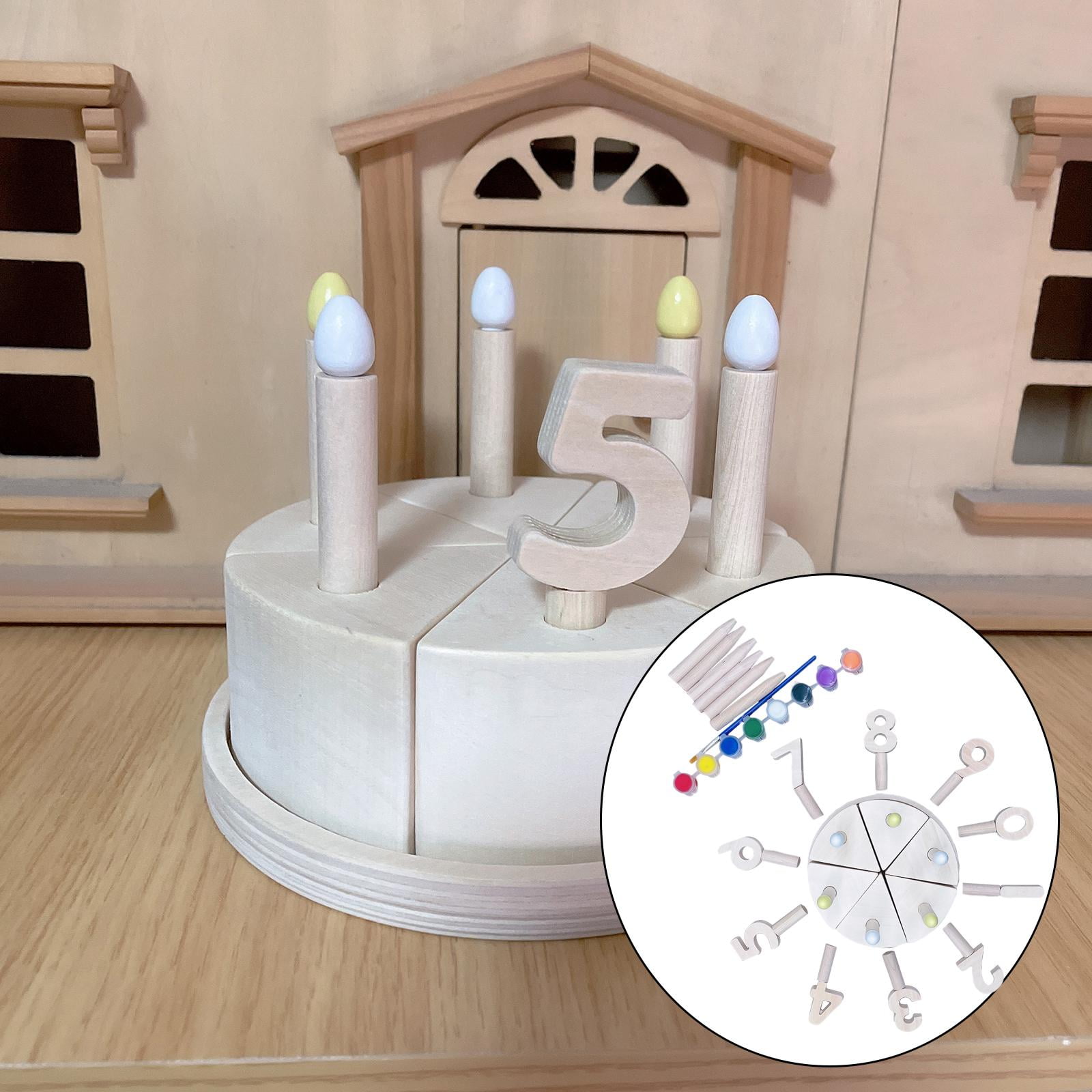LeeQinersw Wooden Birthday Cake Coloring Kit Preschool Preschool A +Wood