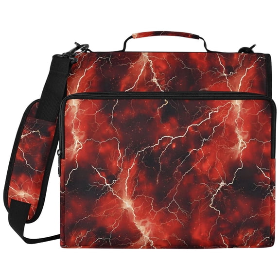 ALAZA Zipper Binder Red Lightning Pattern 2 inch 3 Ring 500 Sheet Capacity Trapper Keeper File Folder Organizer Bag