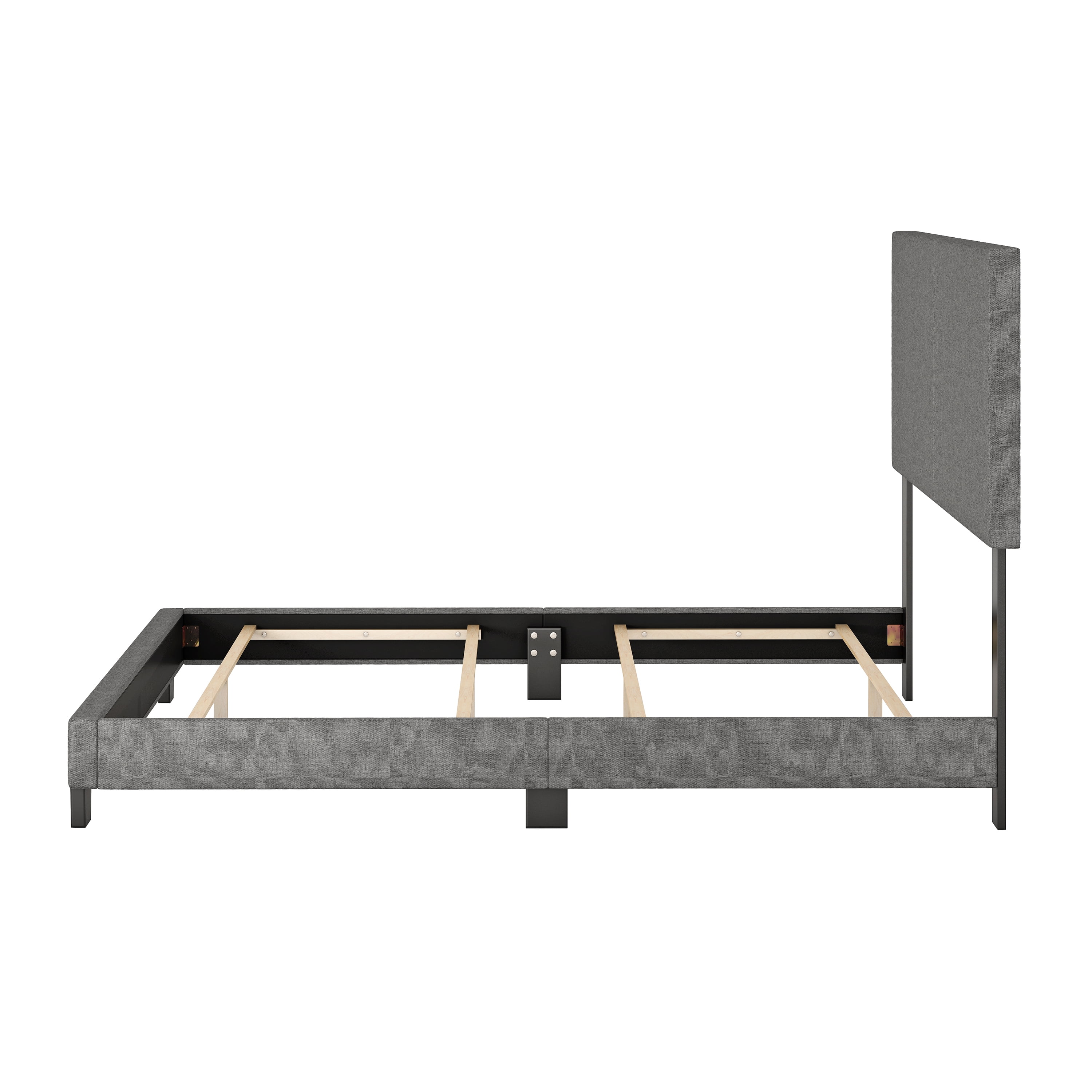 Boyd Sleep Milan Gray Linen Full Size Fully Upholstered Platform Bed Frame with Adjustable Headboard, Qualified Box Spring or Foundation Required for Use
