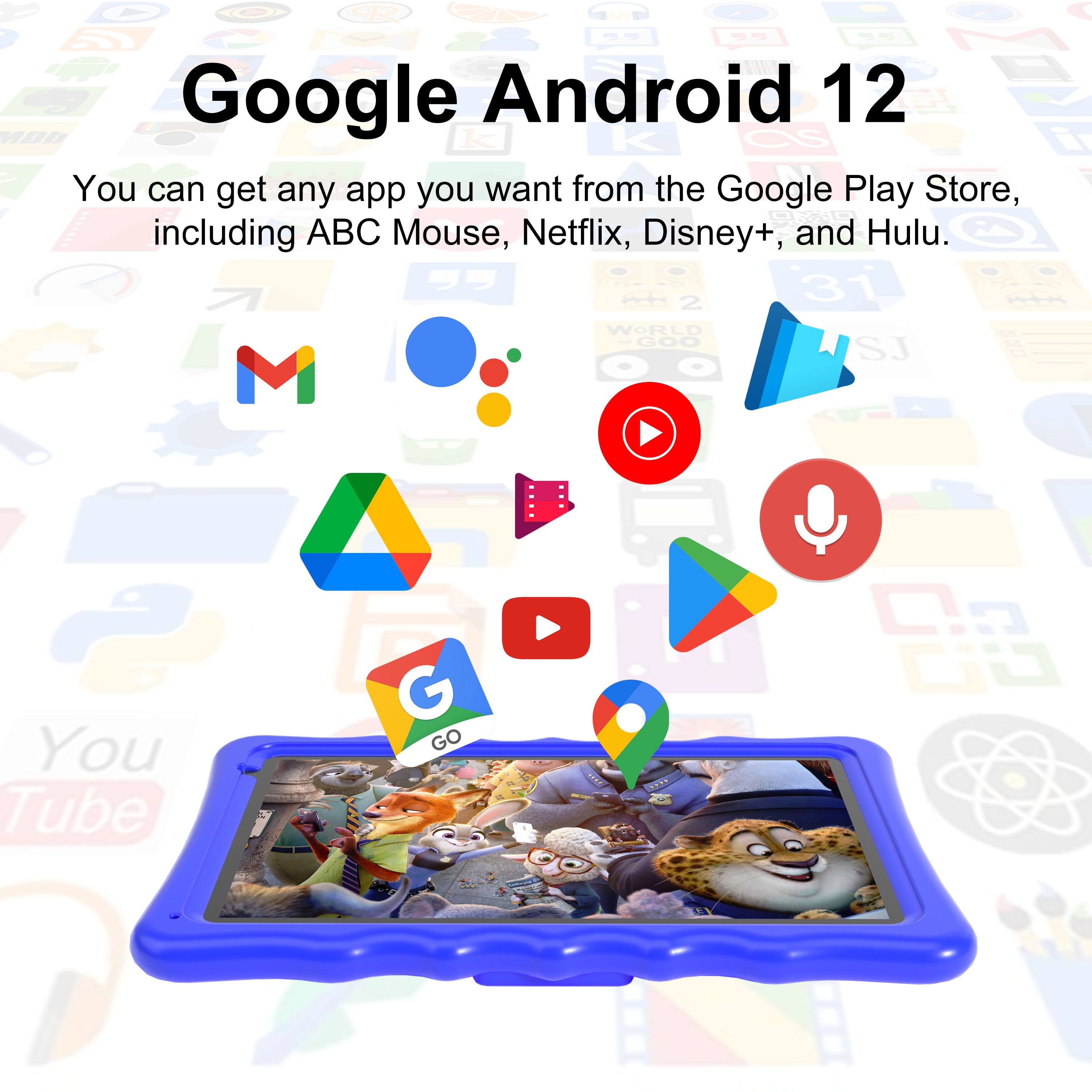 Kids Tablet, 10.1 inch Android 13 Tablet for Kids, 4GB RAM 32GB ROM 5000mAh Battery, Toddler Tablets with Bluetooth, WiFi, Parental Control, Dual Camera, Shockproof Case