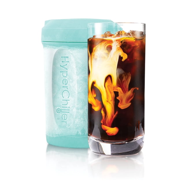 HyperChiller HC2AS Enfriador de bebidas/café helado patentado, ¡NUEVO, MEJORADO, MÁS FUERTE Y MÁS DURADERO! Listo en un minuto, reutilizable para té helado, vino, licores, alcohol, jugo, 12.5 oz, Aqua