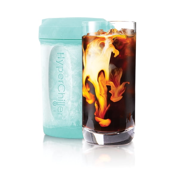 HyperChiller HC2AS Enfriador de bebidas/café helado patentado, ¡NUEVO, MEJORADO, MÁS FUERTE Y MÁS DURADERO! Listo en un minuto, reutilizable para té helado, vino, licores, alcohol, jugo, 12.5 oz, Aqua