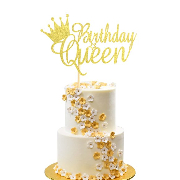 Decoración para tartas con forma de reina de Arthsdite, decoración dorada para fiesta de cumpleaños