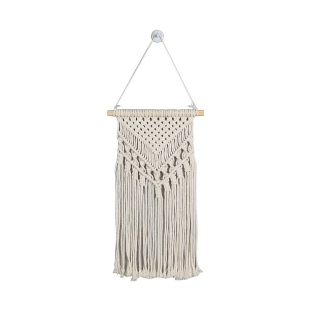 Decoración colgante de pared de macramé, decoración de arte de la pared tejida, flecos de madera, decoración Bohemia hecha a mano, tapiz de macramé pa Gloria tapiz tejido macramé