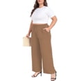 thumbnail image 2 of WUJINXIA Womens Plus Size High Waist Drawstring Wide Leg Palazzo Pants Casual Daily Trousers With Pockets 1X-5X, 2 of 6