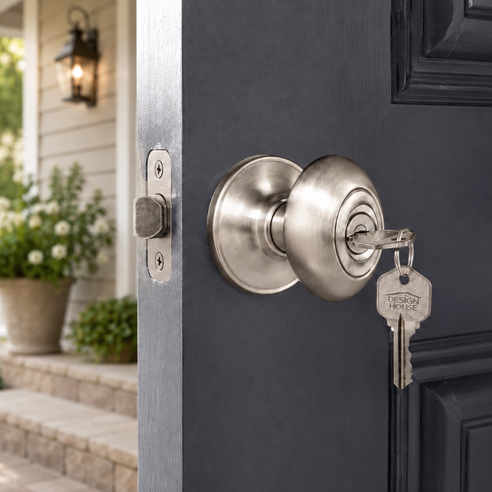 Satin Nickel Egg Keyed Entry Door Knob, Left and Right Hand, ANSI Grade 3, Fits 1-3/8 in. to 1-3/4 in. Doors