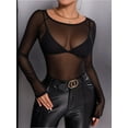 thumbnail image 2 of MOYIKO Mesh Sheer Long Sleeve Tops for Women Boat Neck See Through Womens Lace Blouses Shirts, 2 of 6