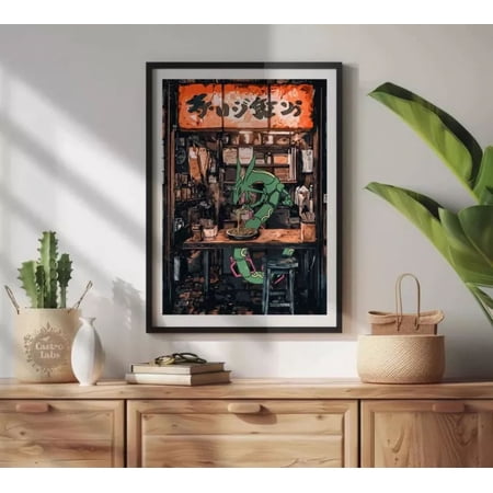 Kna Prints - Rayquaza Ramen Series Poster - Japanese-Inspired Pokemon Anime Art - Kir 8460, UNFRAMED-8x12