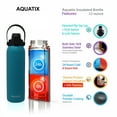 thumbnail image 2 of New Aquatix (Turquoise, 32 Ounce) Pure Stainless Steel Double Wall Vacuum Insulated Sports Water Bottle Convenient Flip Top Cap with Removable Strap Handle - Keeps Drink Cold 24 hr/Hot 6 hr, 2 of 5
