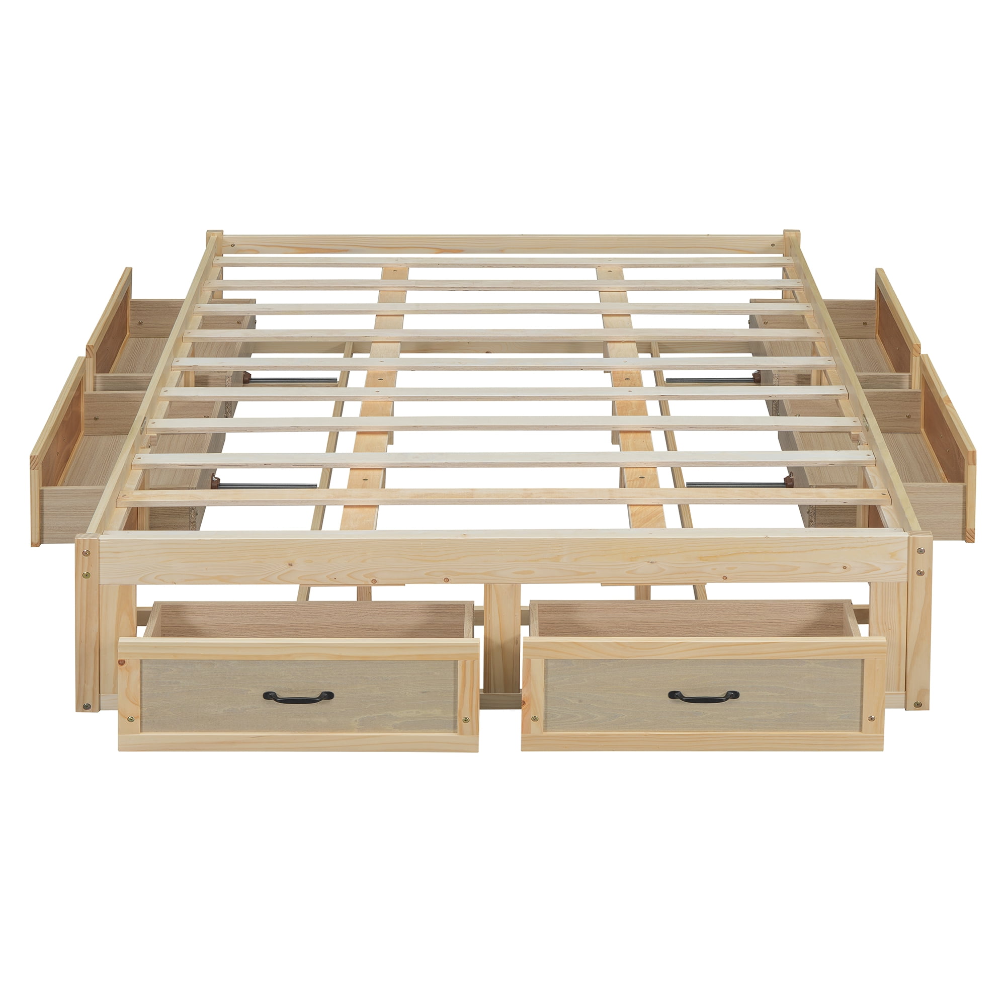 Aukfa Full Size Storage Platform Bed with 6 Drawers, Farmhouse Captain Bed Frame, Antique Oak