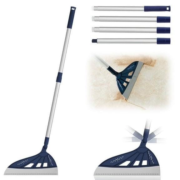Silicone Air Broom,Multifunction Magic Broom with Long Handle,Adjustable Rubber Squeegee Broom Sweeping Water,Indoor Broom for Hardwood Floors,Kitchen,Concrete Floor,Bathroom Tile