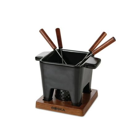 Ceramic Fondue Set - Boska Holland 13.5 oz Black Ceramic Tea Light Tapas Fondue Set