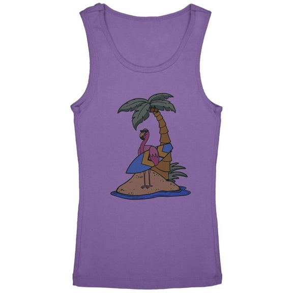 Flamingo Summer Palm Tree Youth Girls Tank Top Lavender YMD