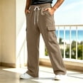 thumbnail image 5 of Dvprdro Mens Sweatpants Cargo Wide Leg Elastic Waist Drawstring Baggy Pants Casual Athletic Open Bottom Lounge Workout Outdoor Joggers with Pockets, 5 of 7