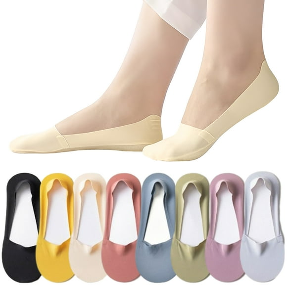 8 Pairs No Show Socks, Women Non Slip Invisible Sock, Low Cut Liner Ankle Socks, Non Slip Cotton Liner Boat Socks, For Ladies Trainer Loafers Sneakers Boat Shoes UK