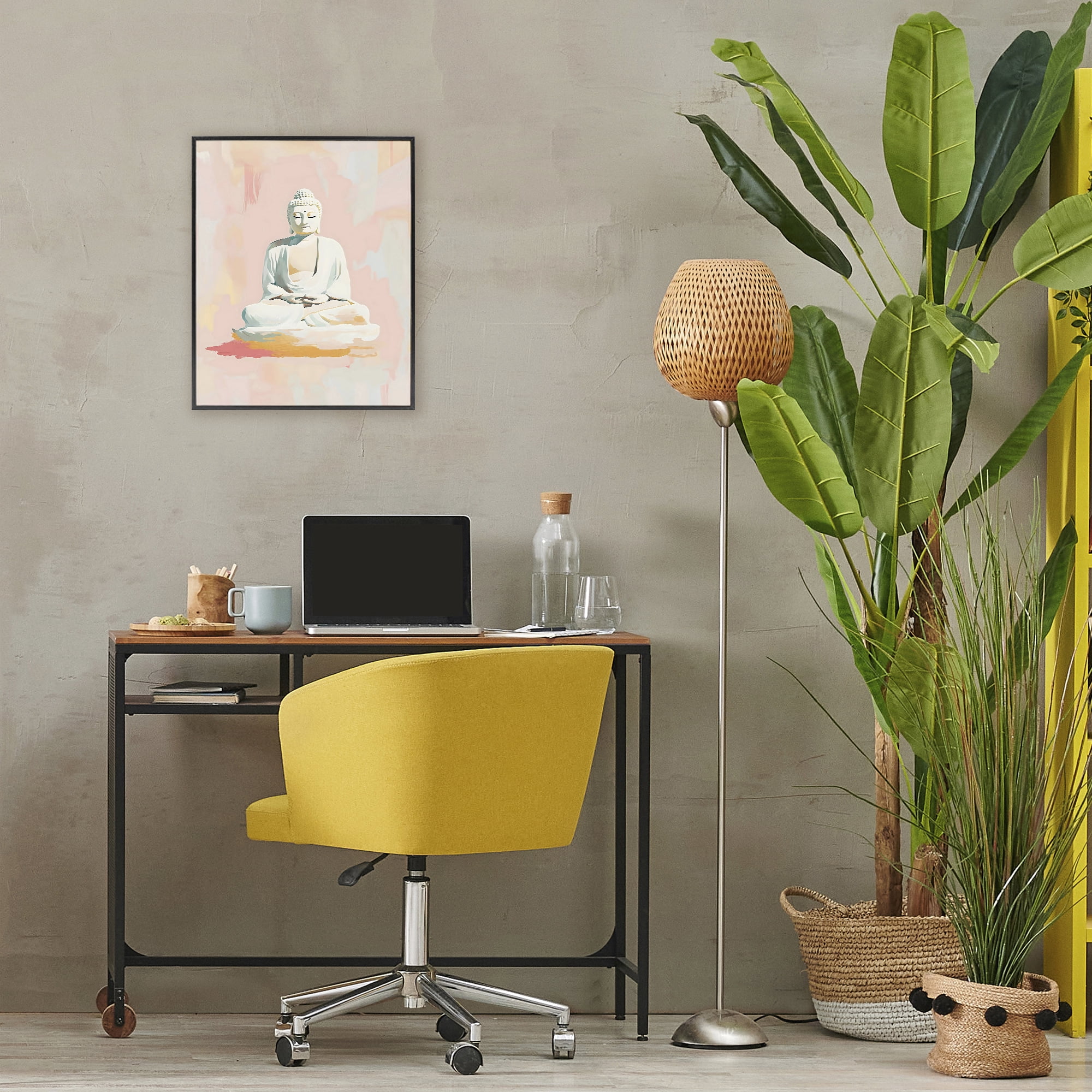 Stupell Industries Pastel Buddha In Quiet Meditation Black Framed Giclee Art, design by The Prints Vibe