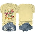 thumbnail image 4 of Blusas de Verano de las Mujeres Flor Impresa Cuello Redondo Manga Corta Superior, Verano Superior de las Mujeres, 4 of 8