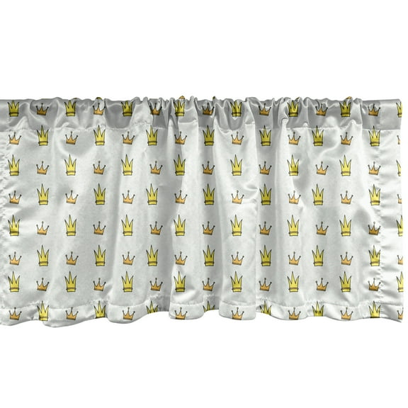 Ambesonne Prince Window Valance, Simple Cartoon Crown Pattern, 54" X 12", Mint Green Orange