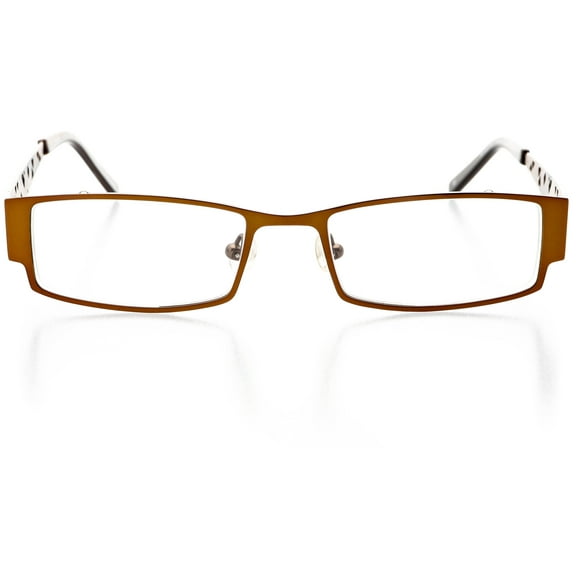 Unisex Optical Eyewear - Rectangle Shape, Metal Full Rim, Valley Brown