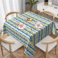 thumbnail image 6 of Square Tablecloth 52 x 52 Inch, Blue Yellow Provence Style Stripe Tablecloth Square Water Resistant Tablecloth Fabric Table Cloth for Dining, Parties, Camping, 6 of 8
