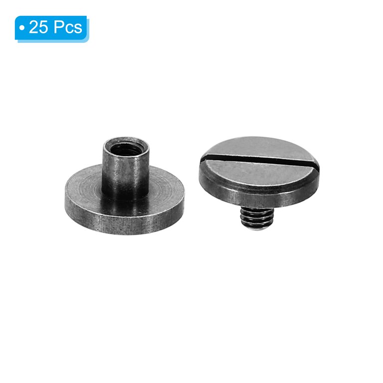 Uxcell Screw Post Fasteners - 10 Sets, 4x60mm, Fits 5mm Holes, Carbon Steel Nickel Plated For Leather, Wood, DIY Binding