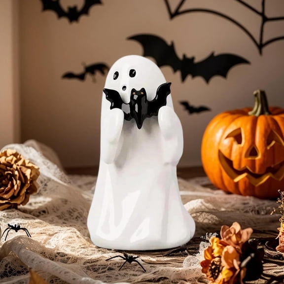 Halloween Ghost Figure Decoration, Resin Glossy Finish, Pointing Gesture