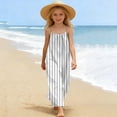 thumbnail image 5 of CIAKGIAF Big Girls Dresses Summer Halter Striped Loose Cute Comfortable Dresses Gray for 7 Years, 5 of 9